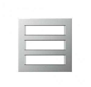 Legrand Arteor Pearl Aluminium Cover Plate With Frame, 3x6 M, 5757 91